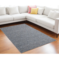 8' X 10' Blue and Ivory Geometric Hand Woven Non Skid Area Rug