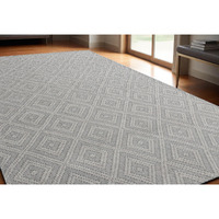 5' X 8' Gray and Ivory Geometric Hand Woven Non Skid Area Rug