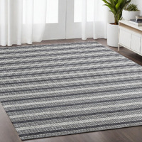 5' X 8' Gray and Ivory Striped Hand Woven Non Skid Area Rug