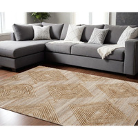 9' X 12' Brown and Ivory Geometric Hand Woven Non Skid Area Rug