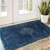 3' X 5' Blue and Gray Medallion Non Skid Area Rug