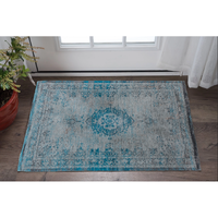 3' X 5' Gray and Green Medallion Non Skid Area Rug