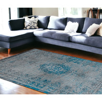 6' X 8' Gray and Green Medallion Non Skid Area Rug