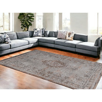 8' X 11' Gray and Beige Medallion Non Skid Area Rug