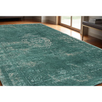 5' X 7' Gray and Green Medallion Non Skid Area Rug