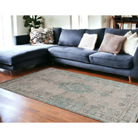 8' X 11' Gray and Green Medallion Non Skid Area Rug