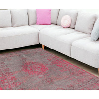 6' X 8' Gray and Pink Medallion Non Skid Area Rug
