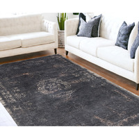 6' X 8' Gray and Black Medallion Non Skid Area Rug