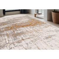 5' X 7' Gray and Gold Abstract Non Skid Area Rug
