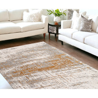 6' X 8' Gray and Gold Abstract Non Skid Area Rug