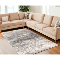 7' X 9' Gray and White Abstract Non Skid Area Rug