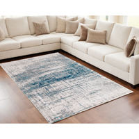 5' X 7' Blue and Gray Abstract Non Skid Area Rug