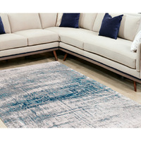 7' X 9' Blue and Gray Abstract Non Skid Area Rug