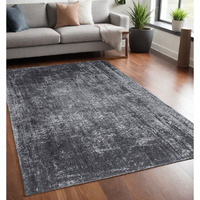 5' X 7' Black and Gray Chevron Non Skid Area Rug