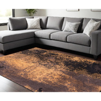 9' X 13' Yellow and Brown Abstract Non Skid Area Rug