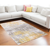 6' X 8' Gray and Yellow Abstract Non Skid Area Rug