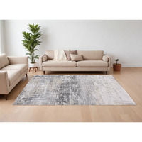 8' X 11' Gray and White Abstract Non Skid Area Rug
