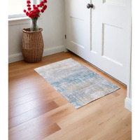 3' X 5' Blue and Yellow Abstract Non Skid Area Rug