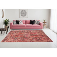 9' X 13' Red Oriental Non Skid Area Rug