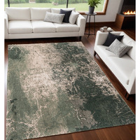 5' X 7' Beige and Green Abstract Non Skid Area Rug
