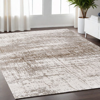 5' X 7' Gray and Beige Abstract Non Skid Area Rug