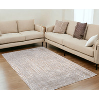 5' X 7' Gray and Yellow Chevron Non Skid Area Rug