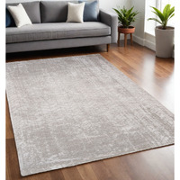 5' X 7' Gray and White Chevron Non Skid Area Rug