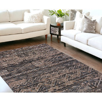 7' X 9' Gray and Beige Oriental Non Skid Area Rug