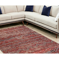 6' X 8' Red and Gray Oriental Non Skid Area Rug