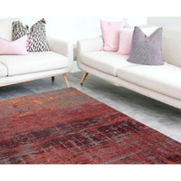 7' X 9' Red and Gray Abstract Non Skid Area Rug