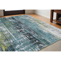 5' X 7' Blue and Green Abstract Non Skid Area Rug