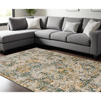 6' X 8' Blue and Green Abstract Non Skid Area Rug