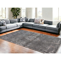 8' X 11' Gray Medallion Non Skid Area Rug