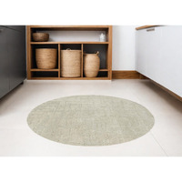 8' Gray and Beige Round Abstract Non Skid Area Rug