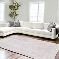 8' X 11' White Abstract Non Skid Area Rug