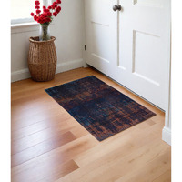 3' X 5' Blue and Brown Abstract Non Skid Area Rug