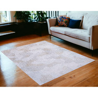 5' X 7' White Abstract Non Skid Area Rug
