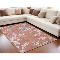 5' X 7' Red and White Oriental Non Skid Area Rug