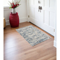 2' X 3' Blue and Ivory Abstract Area Rug