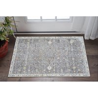 2' X 3' Gray and Ivory Floral Area Rug