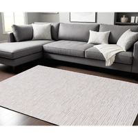 9' X 12' Beige and Ivory Wool Striped Hand Tufted Area Rug
