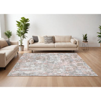 9' X 12' Gray and Pink Abstract Hand Loomed Area Rug