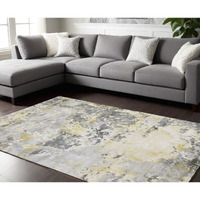 9' X 12' Gray and Yellow Abstract Hand Loomed Area Rug