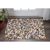 3' X 5' White Abstract Non Skid Area Rug