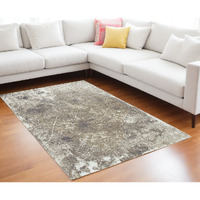 9' X 13' Gray and White Abstract Non Skid Area Rug