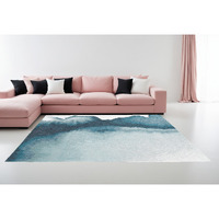 7' X 9' Blue and Gray Abstract Non Skid Area Rug