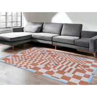 8' X 11' Blue and Red Geometric Non Skid Area Rug