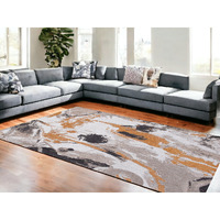 7' X 9' Gray and White Abstract Non Skid Area Rug