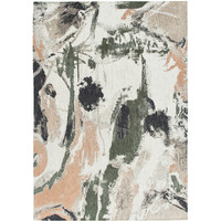 3' X 5' Gray and Orange Abstract Non Skid Area Rug