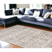8' X 10' Ivory and Gray Oriental Area Rug